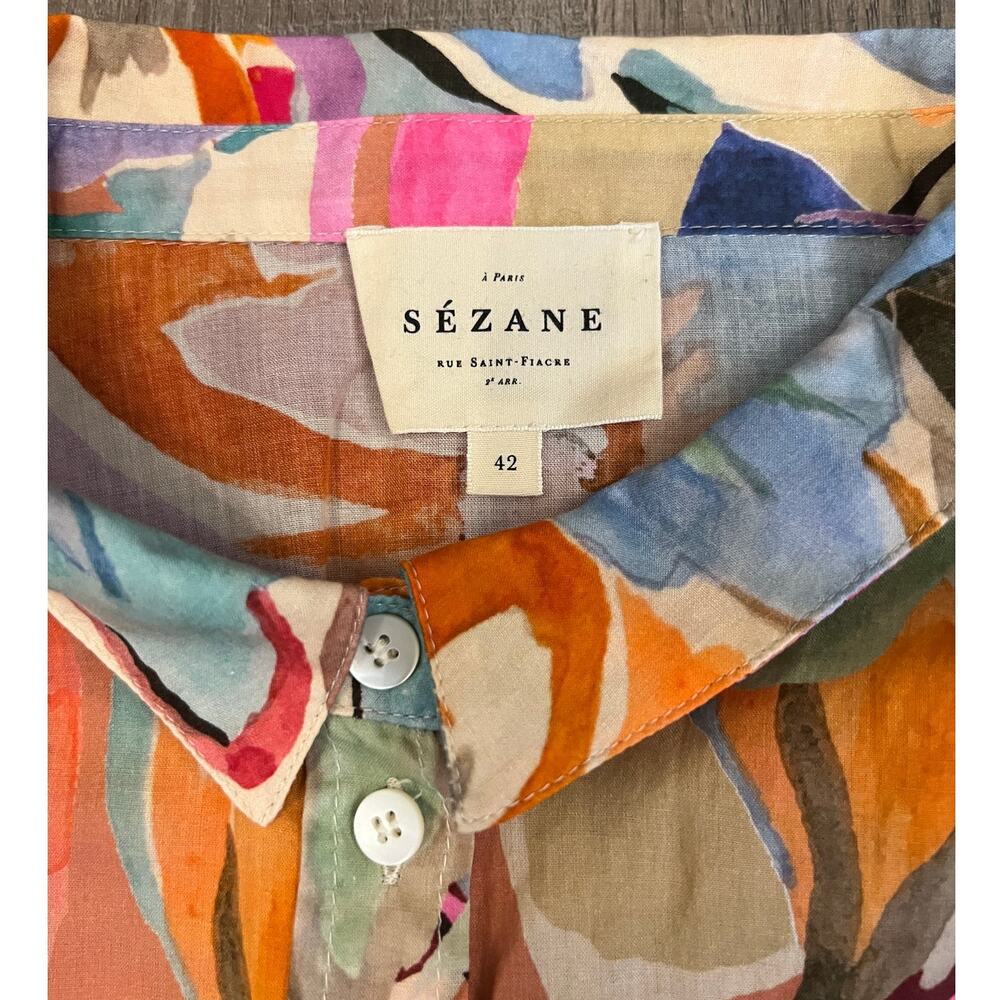 Sezane Pierro Cotton Collared Button Up Shirt